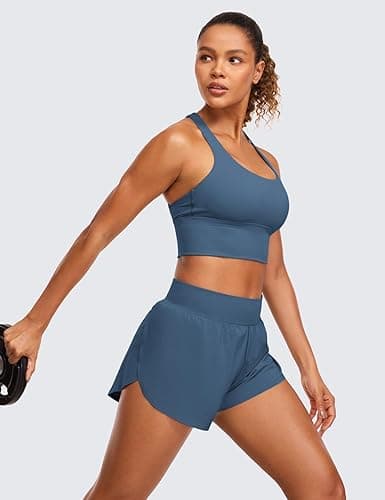 CRZ YOGA High Waisted Dolphin Athletic Running Shorts for Women 3" High Split Comfy Mesh Liner for Gym Workout Track - XX-Small - Stelindigo thumbnail 3