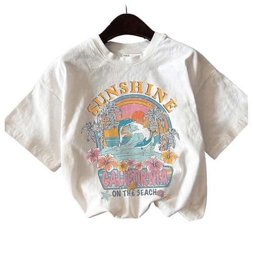 RoseSeek Girl's Graphic Print Tee Shirt Round Neck Short Sleeve T Shirts Summer Cute Trendy Tops thumbnail 4
