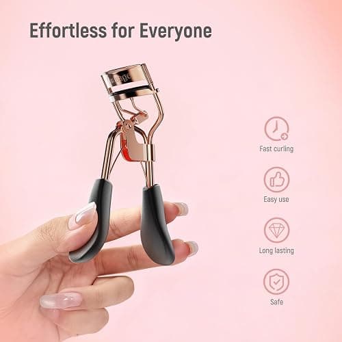 Kaasage Eyelash Curler, Professional Stainless Steel Makeup Eyelash Tool | Ergonomic Handle & 6 Replacement Pads for Long-Lasting Results thumbnail 6