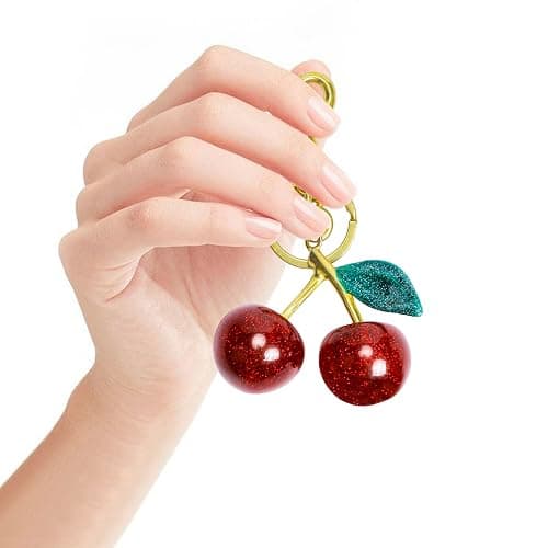 FASTFAIRY Keychain Cherry Bag Charms Purse: Key Chains Women Cute - Car keyrings leather handbags - Valentines Day Gifts thumbnail 4