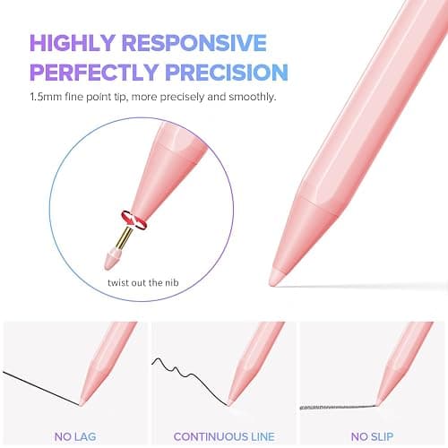 Stylus Pen for iPad 6th-11th Generation-2X Fast Charge Active Pencil Compatible with 2018-2025 Apple iPad Pro 11"/12.9"/M4, iPad Air 3/4/5/M2/M3,iPad mini 5/6 Gen-Pink thumbnail 4