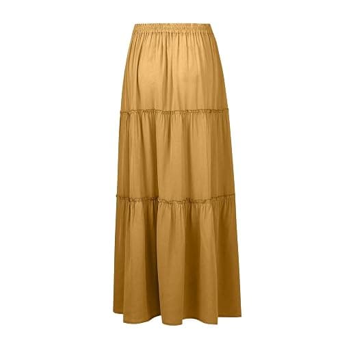 Yellow Drawstring Elastic Waistband Maxi Skirt thumbnail 4