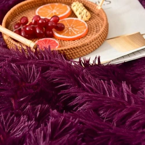 MorroMorn 5 PCS Shaggy Duvet Cover Bedding Set - Fluffy Comforter Cover Long Faux Fur Luxury Ultra Soft Cozy (Maroon, King/California King) thumbnail 5