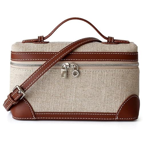 Rejolly Crossbody Bag for Women Small Top-Handle Pouch Purse Designer Shoulder Handbag Quiet Luxury Leather Trendy Purse - Canvas Brown