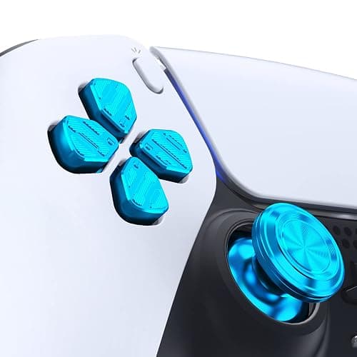 eXtremeRate Blue Metal Thumbsticks Dpad ABXY Buttons for PS5 Controller, Custom Replacement Aluminum Analog Thumb Sticks & Action Buttons & Direction Keys - NO Controller thumbnail 4