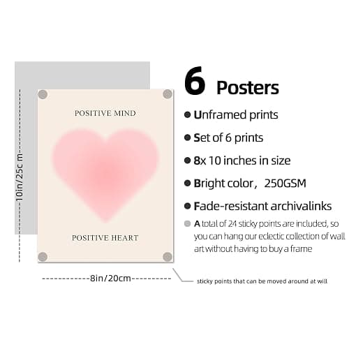 AIMEE ROSE Pink Matisse Wall Art Prints - 6 Pack 8x10 Inch Abstract Vintage Posters, Cute Room Decor for Teen Girls, Light Pink Wall Art for Bedroom, Unframed thumbnail 4