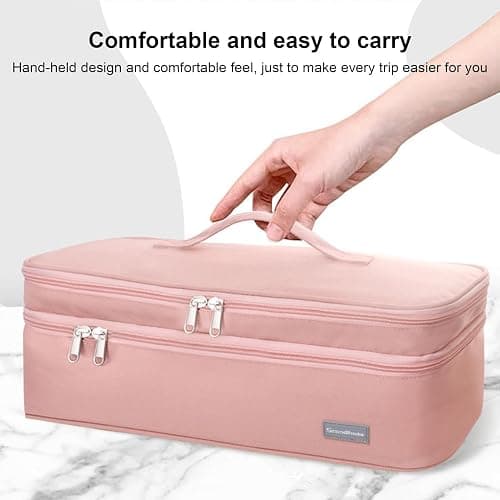 Double-Layer Travel Carrying Case Hair Tool Travel Bag with Heat Resistant Mat Portable Hair Brush Bags Hair Dryer Travel Bag Storage Organizer Bag for Hair Dryer Brush and Other Hair Accessories thumbnail 7