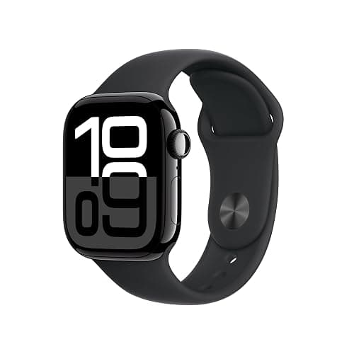 Apple Watch Series 10 [GPS 42mm] Smartwatch with Jet Black Aluminium Case with Black Sport Band. Fitness Tracker, ECG App, Always-On Retina Display, Water-Resistant - S/M - 42mm - Jet Black Aluminium Case With Black Sport Band - GPS - Image 1