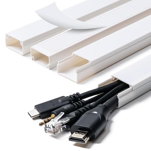 Cord Hider, 58in Cable Hider, Cord Covers for Wires on Wall, Paintable Cable Cover Raceway, Wire Hiders for TV on Wall, Cord Concealer, Cord Cable Management, 4X L14.5 W0.96 H0.58in, White - Image 1