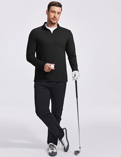 PINSPARK Men's Quarter Zip Up Pullover Mock Neck Sweatshirts Long Sleeve Golf shirts Performance Athletic Casual Workout thumbnail 2