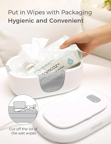 Momcozy Baby Wipe Warmer, Innovative Spring Design,Large Capacity Dispenser | Wipe Warmer with Night Light, Fast and Even Heating, 4 Adjustable Temperature Modes, Baby Shower & Registry Must-haves, Grey thumbnail 7
