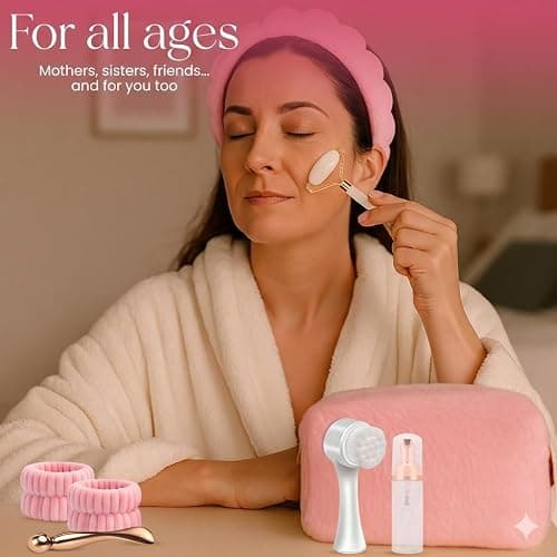 Skincare tools set, cute skin care tool for teens, facial accesories for skincare, clean girl aesthetic gifts, teen skin care kit, pink selfcare item, face cleaning kit, face washing kit for teen girl thumbnail 7