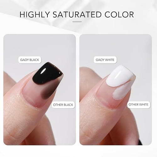 GAOY Gel Nail Polish Kit, Black and White 2 Colors 16ml Soak Off UV Gel Polish Set Highly Saturated for Nail Art DIY Manicure at Home thumbnail 2