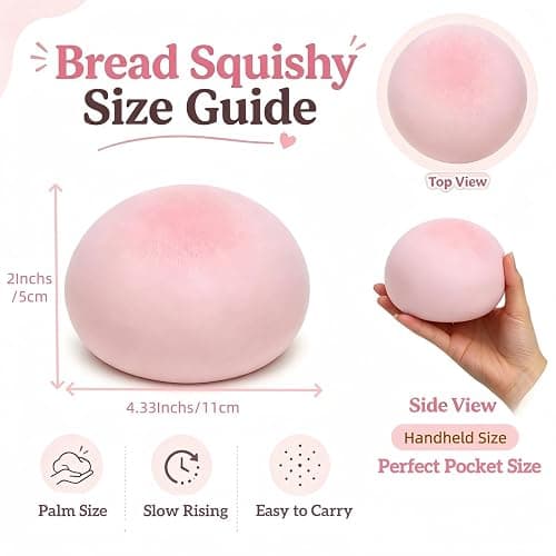 Tim Chess Pink Cheese Slow Rising Squishy, Sticky Bread Squishy Stress Ball | Foam Bread Butter Squishy Round for Adult Stress Relief Desk Decor thumbnail 2