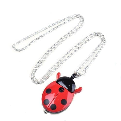 JSHE Fahion Red Ladybug Shape Stainless Necklace Pocket Pendant Watch thumbnail 3
