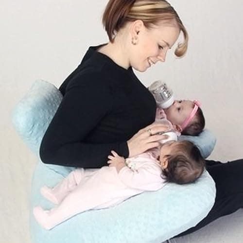 KEAAN Coussin d'allaitement multifonctionnel pour jumeaux, coussin d'allaitement pour femmes enceintes, tissu en coton lavable en machine, coussin de soutien pour jumeaux, gris thumbnail 3