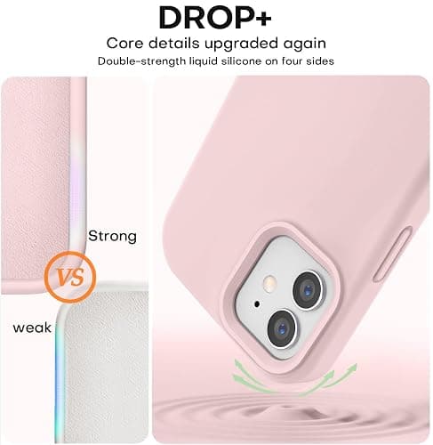 Vooii Compatible with iPhone 12 Case/iPhone 12 Pro Case, Liquid Silicone Upgrade [Soft Anti-Scratch Microfiber Lining] [Shockproof Drop Protection] Phone Case 6.1 inch - Chalk Pink thumbnail 4