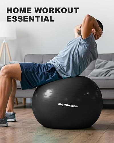 Trideer Exercise Ball for Yoga, Pilates & Fitness – Stability Ball Equipment for Home Gym & Office Chair, Core & Balance Training Accessories, Physical Therapy Equipment, Quick Pump Included, 5 Sizes thumbnail 5