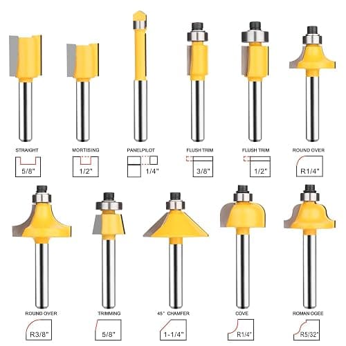 UTRUSTTO Router Bits 25 Pieces, 1/4 Inch Shank Tungsten Carbide Router Bit Set, for Professional and Beginners Carpenter thumbnail 3