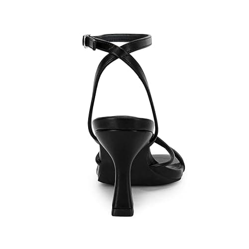 LAICIGO Women's Square Open Toe Heeled Sandals Stiletto Kitten Heel Ankle Buckle Strap Slingback Summer Dress Sandals thumbnail 4