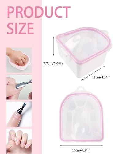 Nail Soaking Bowl, Soak Off Gel Polish Dip Powder Remover Manicure Bowl with Triangle Cuticle Peeler and Stainless Steel Cuticle Pusher Nail Art Tool (Pink-3pcs set) thumbnail 6