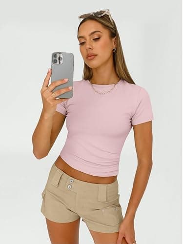 AUTOMET Womens 3 Piece Short Sleeve Shirts Basic Going Out Slim Fitted Crop Tops 2025 Summer Y2k Clothes thumbnail 3