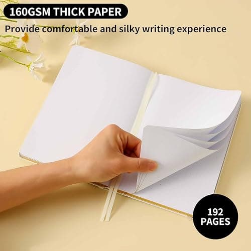 Crein Lynh Dot Grid Journal with 160GSM Thick Paper, 192 Pages, A5 Dotted Notebook for Work, School, Travel | 180° Lay Flat, Foil Stamped Cover, Elastic Band, 2 Bookmarks & Inner Pocket (White) thumbnail 4