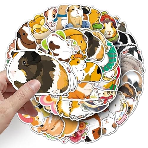 Lovely Guinea Pig Vinyl Stickers, 50 PCS Waterproof Cartoon Animal Decals for Laptops, Scrapbooking, Journals, Notebooks, Water Bottles, Suitcases, Phones & DIY Decor thumbnail 4