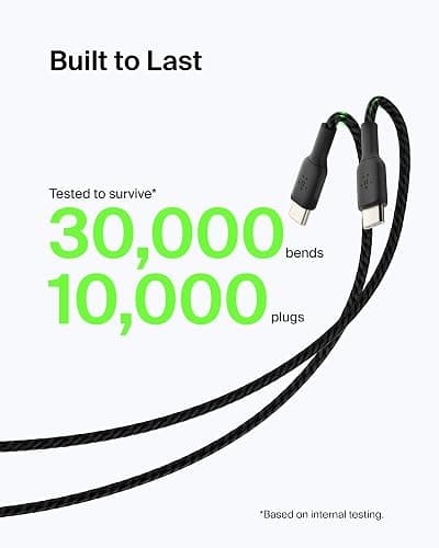Belkin USB C to USB A Cable, 3.3ft, 15W - Type C Charger, iPhone Charger Cord, Braided, Flexible for iPhone 17 & 16, Galaxy S25, Pixel 10, iPad Pro, AirPods Pro, Switch 2 & More, CarPlay - Black thumbnail 4