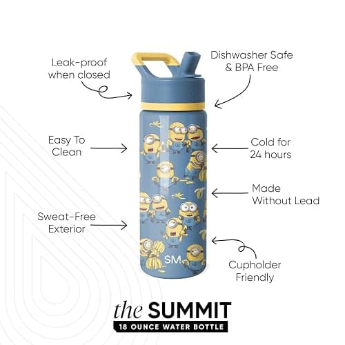 Simple Modern Despicable Me Minions Kids Water Bottle with Straw Lid | 18oz Insulated Stainless Steel Kids Tumbler & Spill Proof Toddler Cup for School, Girls, Boys | Summit | Minions Unite thumbnail 3