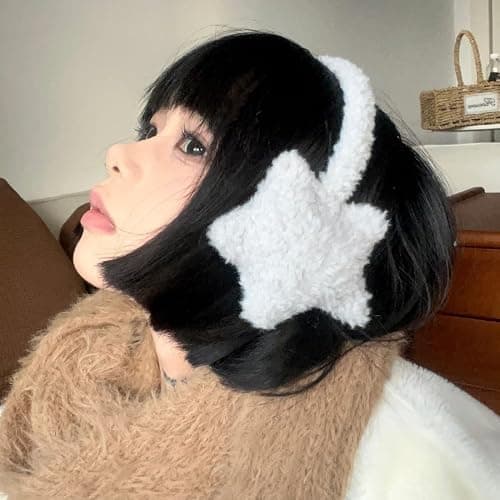 Cute star pattern warm ear cushions, ski ear warmers, warm soft plush ear cushions, outdoor soccer ear protectors thumbnail 3
