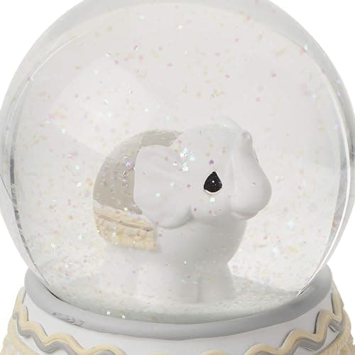 Precious Moments 179303 Love You Tons Resin/Glass Elephant Musical Snow Globe, Gray Chevron thumbnail 2