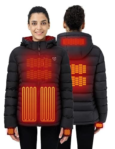 iHood Women's Heated Puffer Jacket With 12V Battery Pack-Insulated Water-Resistant Hooded Hand-Heating Electric Heated Jacket - Image 1