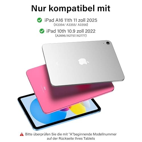 CC Store Hülle mit Tastatur für iPad A16 11 Generation 2025/10 Generation 2022 (11/10.9 Zoll), Magnetische abnehmbare deutsche Tastatur mit Stifthalter für iPad 11/10 Gen, QWERTZ Layout (Schwarz) thumbnail 3