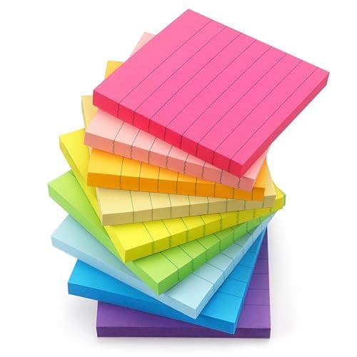 Early Buy Lined Sticky Notes with Lines 3x3 Self-Stick Notes 9 Bright Color 9 Pads, 70 Sheets/Pad - Image 1
