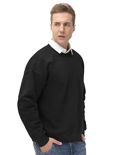 THE GYM PEOPLE Men's Fleece Crewneck Sweatshirt Thick Loose fit Soft Basic Pullover Sweatshirt thumbnail 4