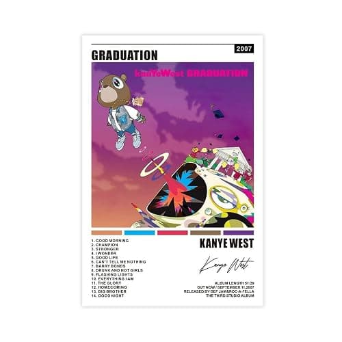Music Poster Kanye Poster West Graduation Album Cover Canvas Poster Wall Art Decor Print Picture Paintings for Living Room Bedroom Decoration Unframe-style12x18inch(30x45cm) - Image 1