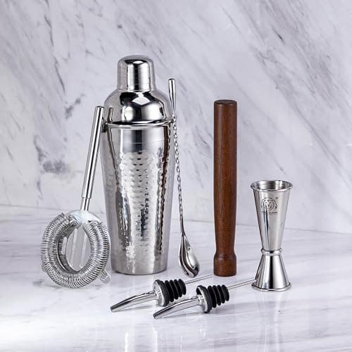 KNIGHTSBRIDGE Cocktail Making Set | Gift Ready Cocktail Shaker Set with Travel Cotton Bag | Full Bartender Kit for Home & Bar by VINN DUNN | (CHROME) - Image 1