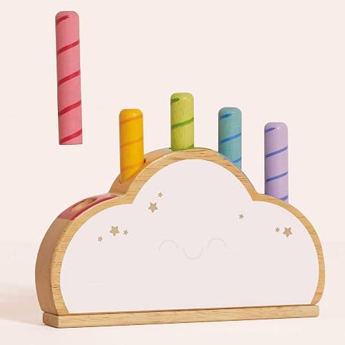 Le Toy Van PL133 Wooden Educational Petilou Rainbow Cloud Pop Press and Release Baby Sensory Montessori Toddler Learning Toy-Suitable for 18+ Months thumbnail 4