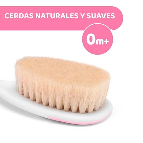 Chicco Ensemble Brosse à Cheveux et Peigne pour Bébé, Brosse à Poils Naturels Doux, Peigne à Bouts Arrondis, Manche Antidérapant, Cadeau de Naissance - Essentiels pour Nouveau-né 0plus Mois, Rose thumbnail 3
