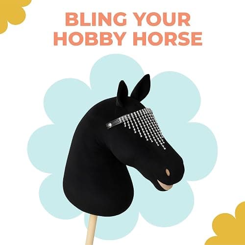 Panduro Hobby Horse Accessories Headband with Beautiful Hanging Rhinestones for Horse and Hobby Horses - Black thumbnail 5