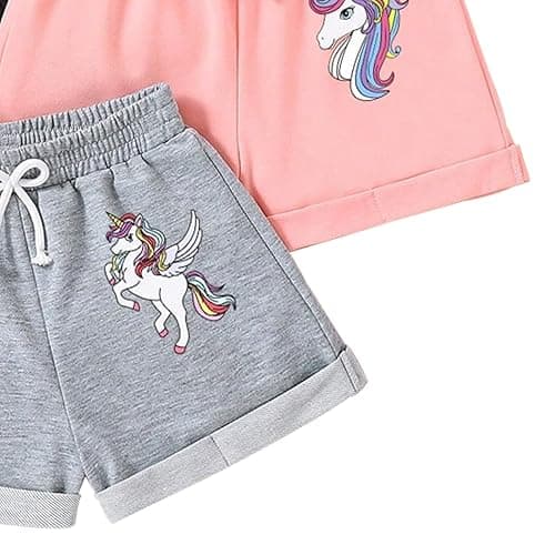 Nivne Tco Toddler Girl Shorts - Cartoon Unicorn Print Shorts Set- Kid Shorts 3 Pack Pants Sets(3-7T) thumbnail 3
