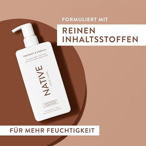 Native Kokosnuss- & Vanille Feuchtigkeitsspendender Conditioner - Alle Haartypen, Coloriert & Behandelt, Fein bis Trocken & Geschädigt, Sulfatfrei, Silikonfrei & Farbstofffrei (487 ml) thumbnail 5