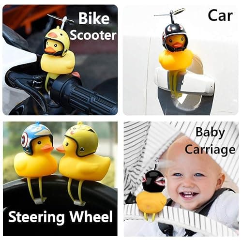 NEKRASH Duck Bike Bell, Rubber Duck Bicycle Accessories with LED Light, Cute Propeller Handlebar Bicycle Horns for Kids Toddler Children Adults Sport Outdoor thumbnail 7