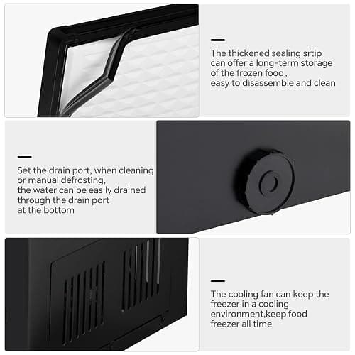 Kismile 3.5 Cubic Feet Chest Freezer with 2 Removable Baskets Free Standing Top Open Door Compact Deep Freezer with Adjustable Temperature for Home/Kitchen/Office/Bar (3.5 Cubic Feet, Black) thumbnail 6