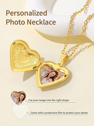 FindChic Locket Necklace for Women, Silver/Black/Rose Gold/Gold Plated Personalized Memorial Gifts, Custom Photo Jewelry for Loved Ones, Birthday Valentine's Day Keepsake, Versatile Styles Available thumbnail 5