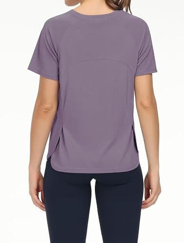 THE GYM PEOPLE Women's Short Sleeve Workout Shirts Breathable Yoga T-Shirts with Side Slits Athletic Tee Tops thumbnail 3