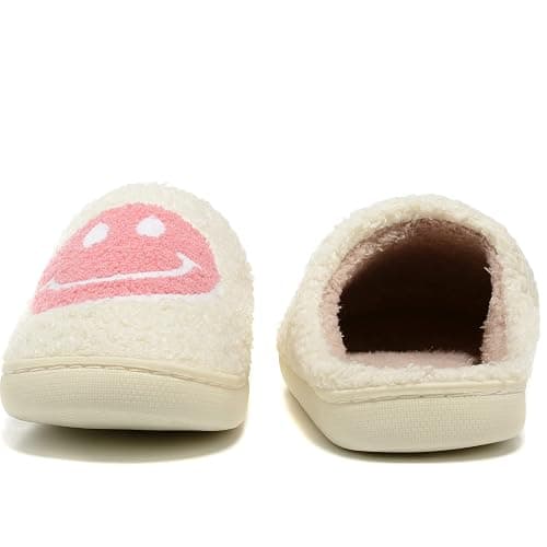 Retro Fuzzy Face Slippers for Women Men, Retro Soft Fluffy Warm Home Non-Slip Couple Style Casual Smile Face Slippers Indoor Outdoor Anti-Skid Warm Cozy Foam Slide Fuzzy Slides with Soft Memory Foam Shoes thumbnail 5