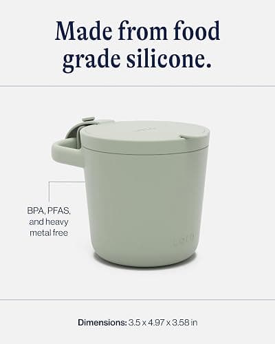 Lalo Snack Cup - Mess-Free Silicone Snack Cups for Toddlers & Babies with Detachable Lid, BPA-Free Baby Snack Containers, Fits Most Stroller & Car Seat Cup Holders, Dishwasher Safe, Sage thumbnail 5