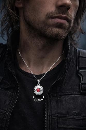 Aşık Accessories Bucky Necklace - Soldier Star Necklace - Red Zircon Star Pendant - 925 Sterling Silver - Unisex Heroic Jewelry thumbnail 6
